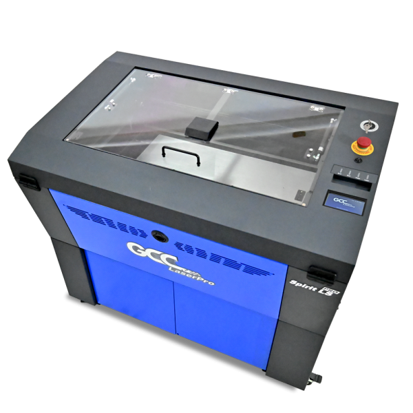 Spirit LS PRO Lasercutter Draufsicht mit transparenter Schutzhaube